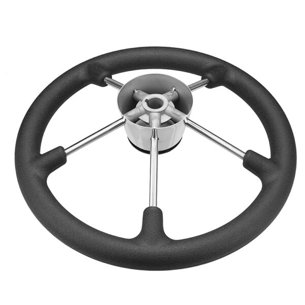 Stainless Steel Steering Wheel with Black Foam Grip 330mm