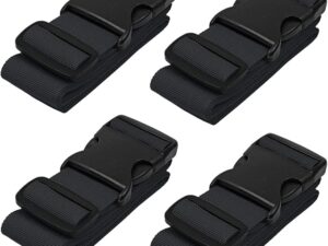 Set of 4 adjustable, durable baggage straps for securing luggage and travel gear.