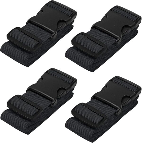 Set of 4 adjustable, durable baggage straps for securing luggage and travel gear.