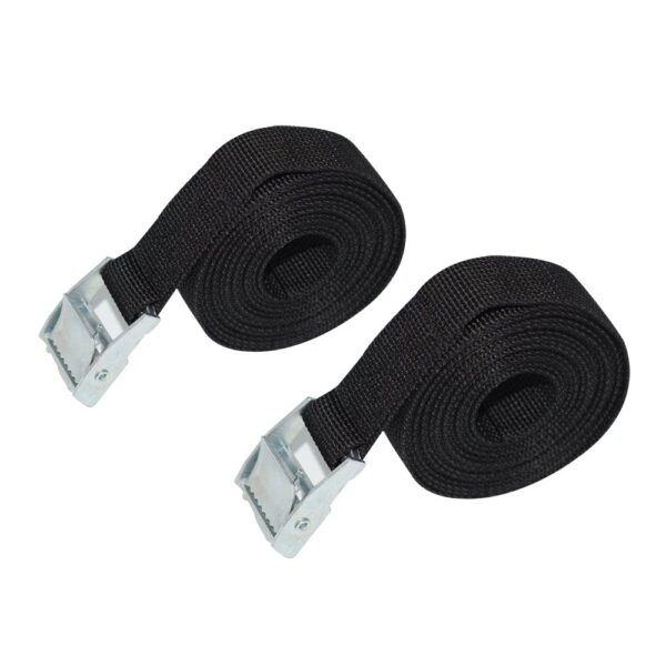 Durable 2-piece adjustable luggage tie down straps for secure packing and transportation.