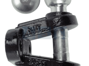 Heavy-duty trailer tow hitch with removable 50mm ball for marine and vehicle use.